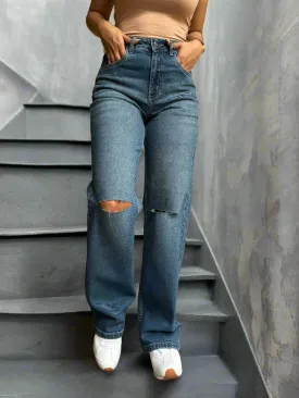 90's Blue Ripped Baggy fit Jeans