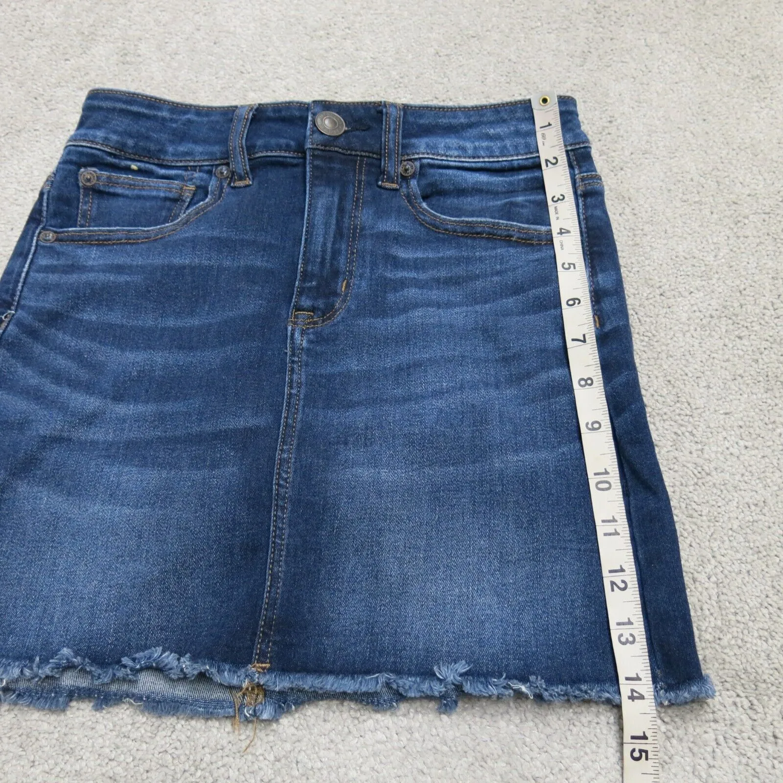 American Eagle Outfitter Women A Line Jeans Skirt Stretch Pockets Blue Size 2