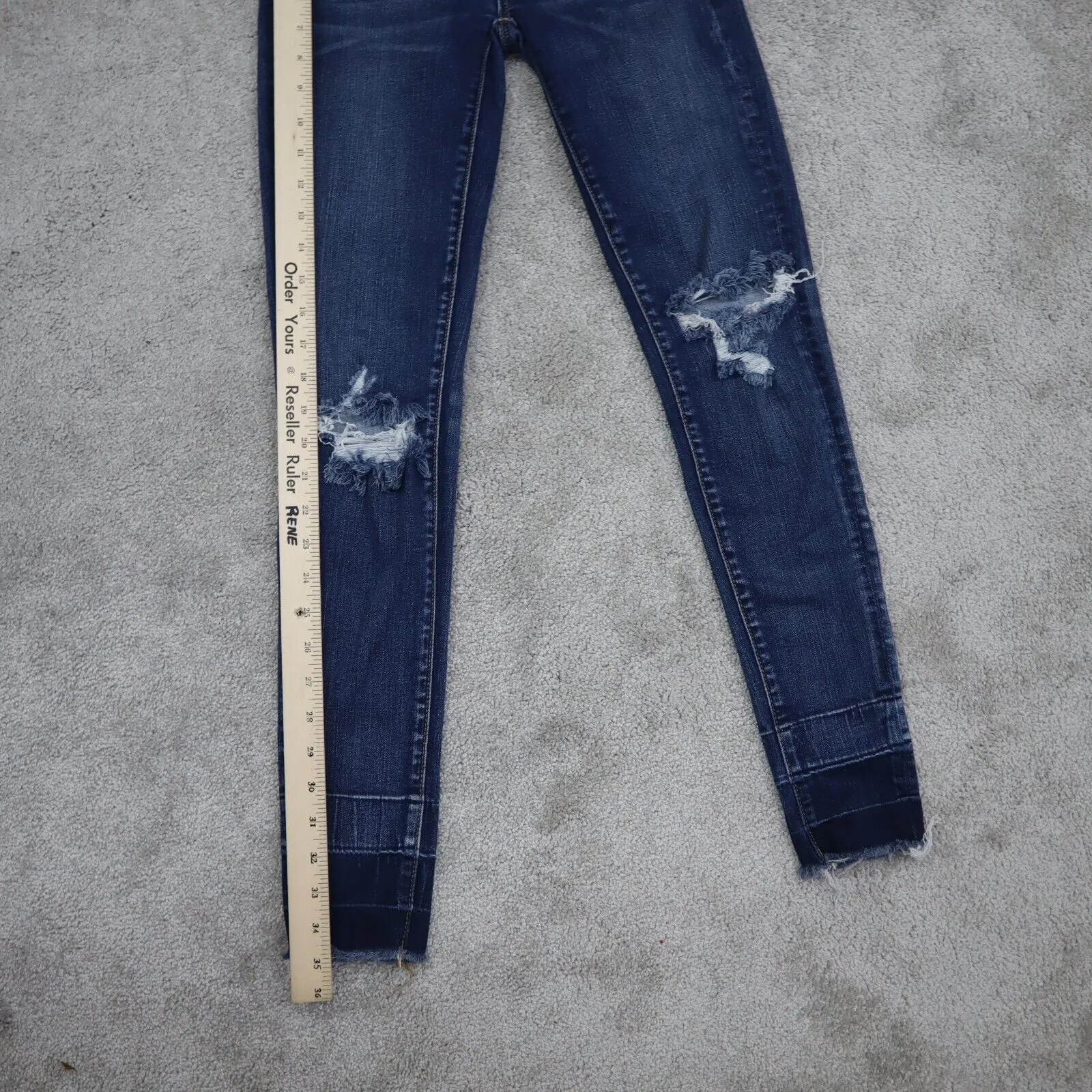 American Eagle Women Jegging Jeans Skinny Leg Distressed Stretch Blue Size 0R