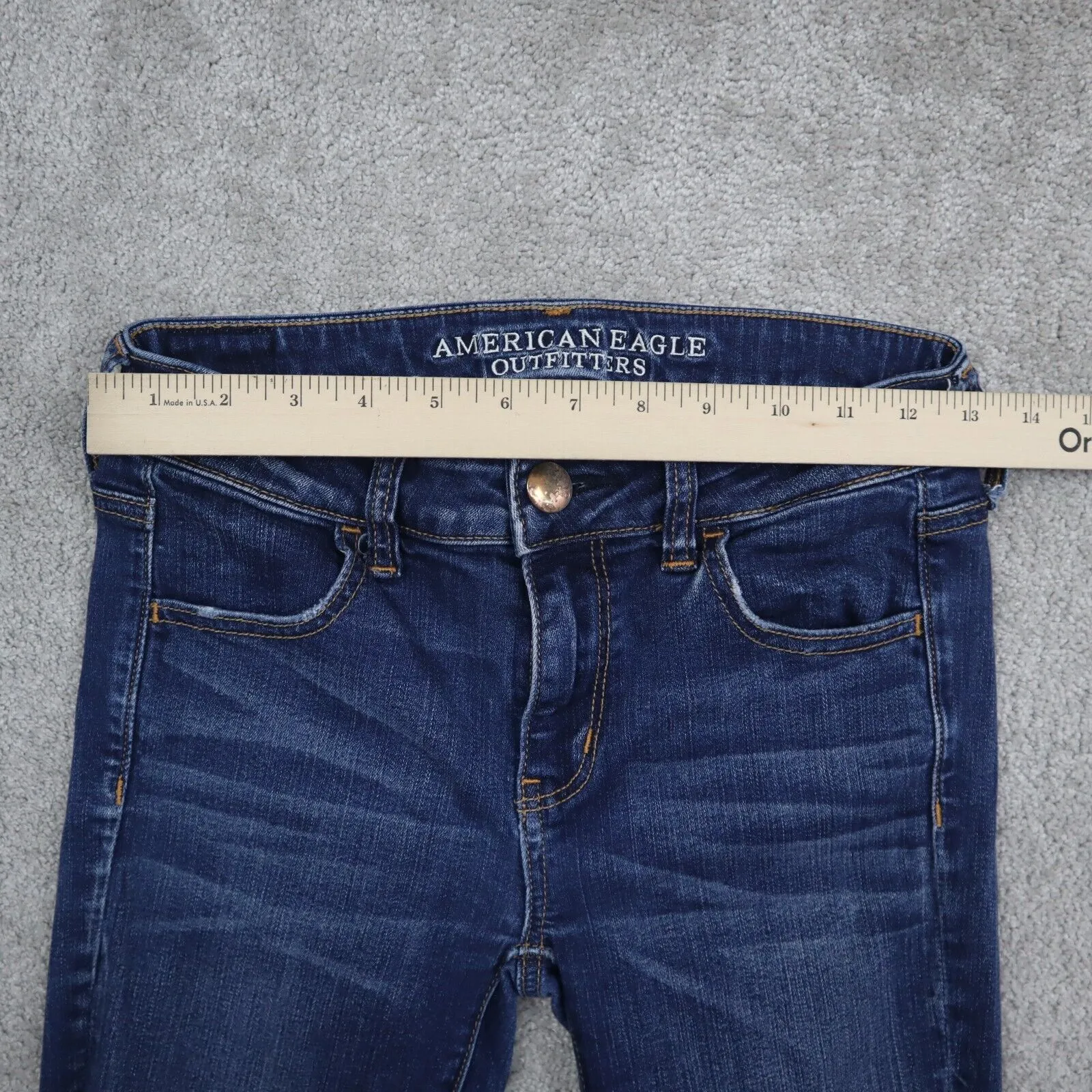 American Eagle Women Jegging Jeans Skinny Leg Distressed Stretch Blue Size 0R