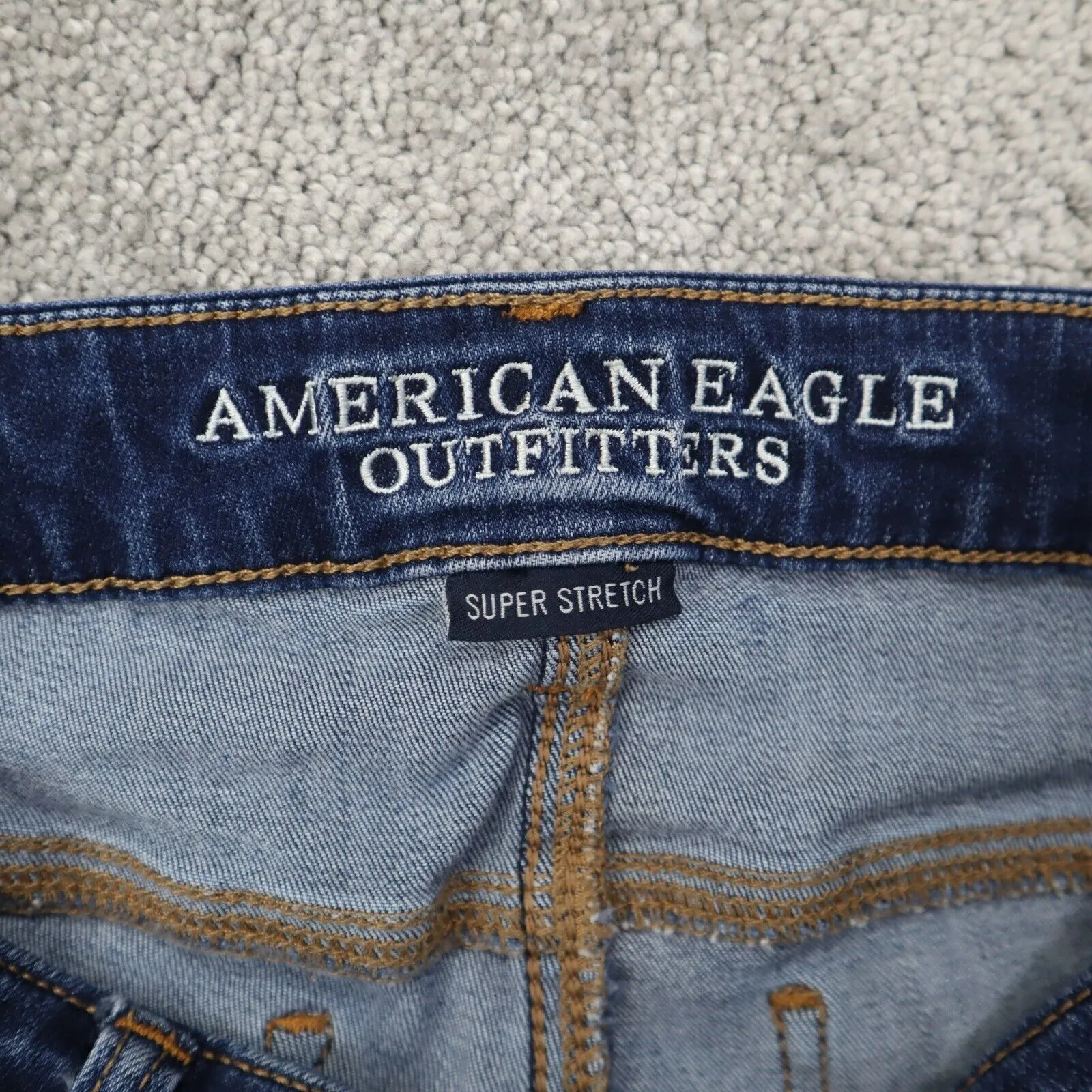 American Eagle Women Jegging Jeans Skinny Leg Distressed Stretch Blue Size 0R