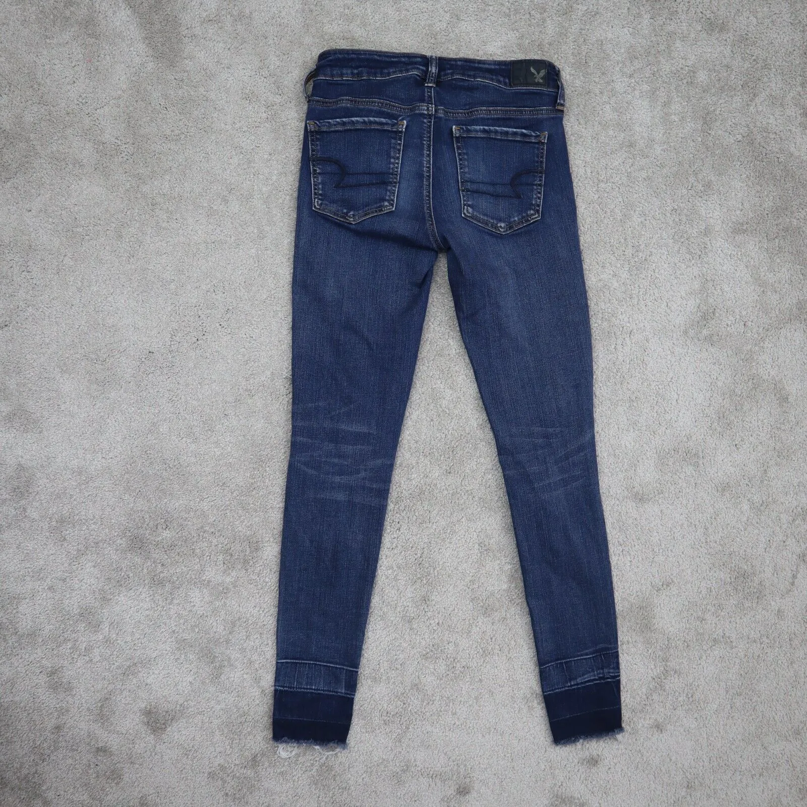American Eagle Women Jegging Jeans Skinny Leg Distressed Stretch Blue Size 0R