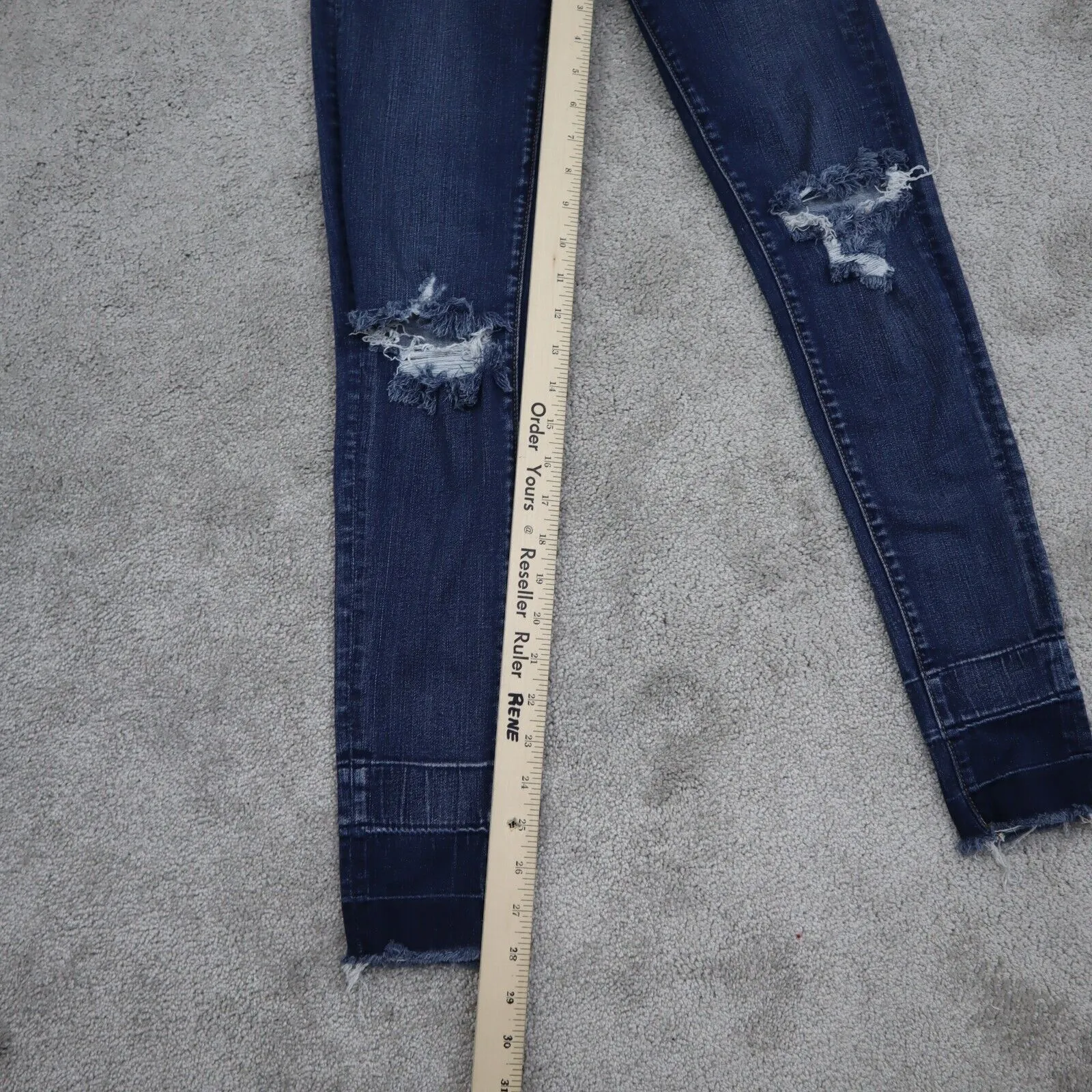 American Eagle Women Jegging Jeans Skinny Leg Distressed Stretch Blue Size 0R