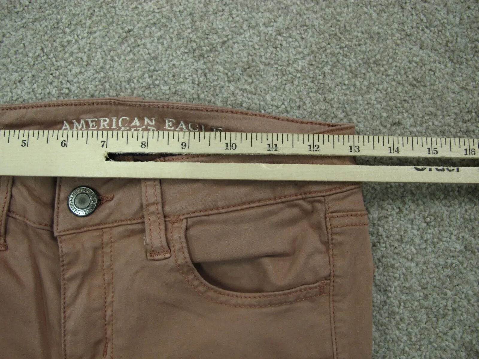 American Eagle Women Jegging Jeans Skinny Leg Super Stretch Low Rise Beige SZ 0