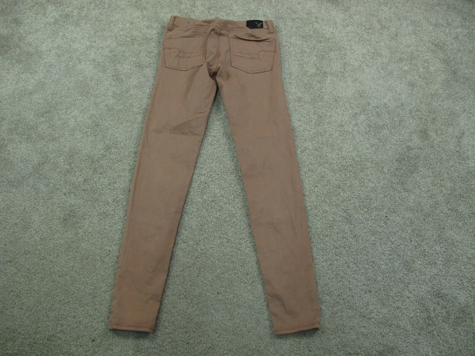 American Eagle Women Jegging Jeans Skinny Leg Super Stretch Low Rise Beige SZ 0