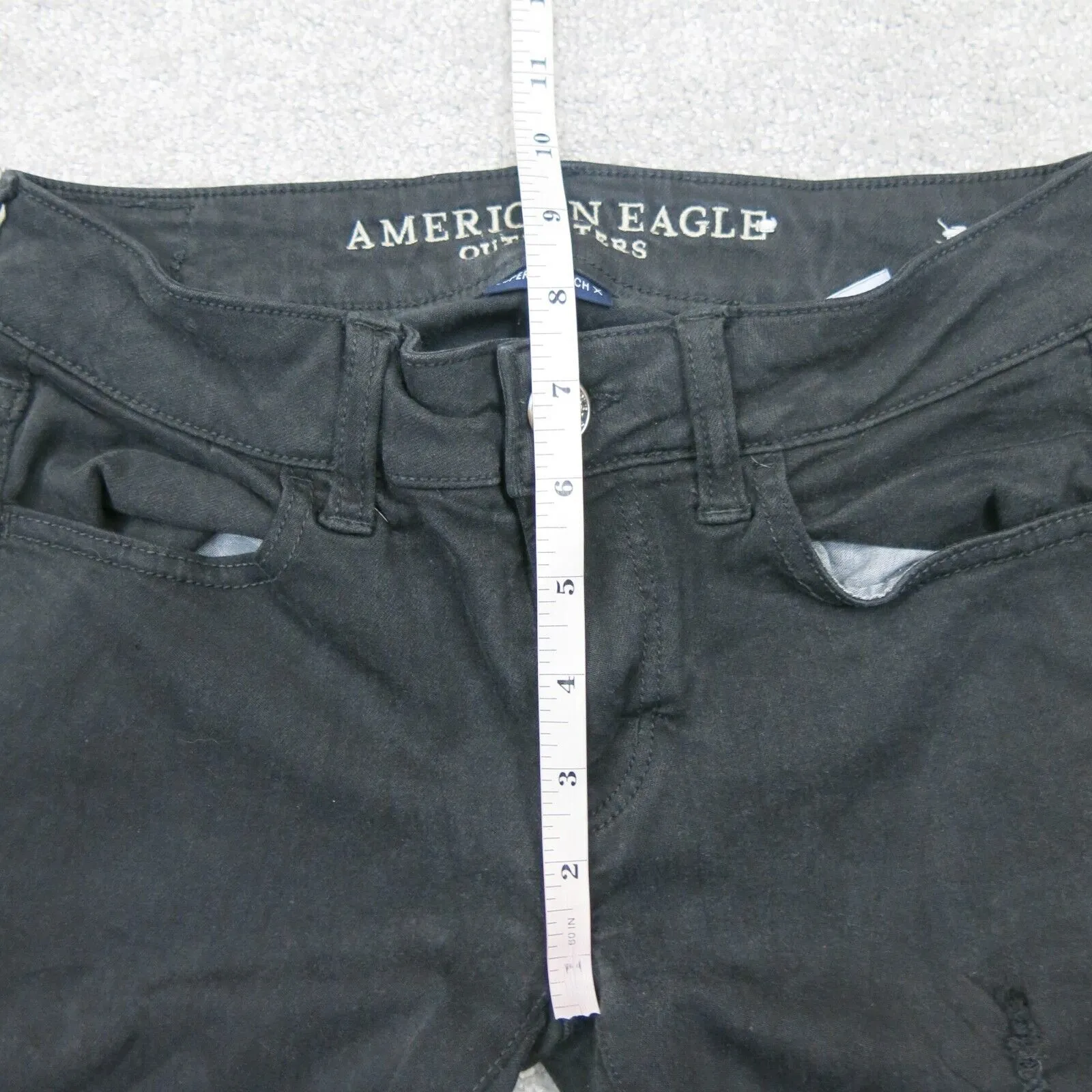 American Eagle Womens Jegging Jeans Denim Super Stretch Distressed Black Size 00