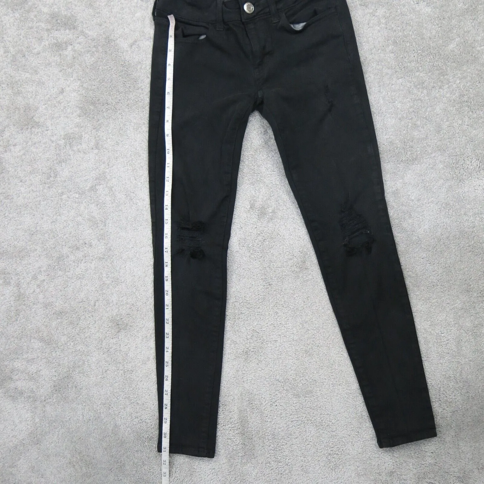 American Eagle Womens Jegging Jeans Denim Super Stretch Distressed Black Size 00