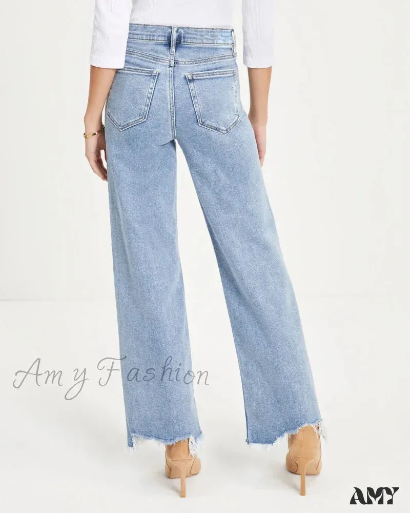 Amy Fashion - Vintage Fashion High Straight Korean Denim Jean
