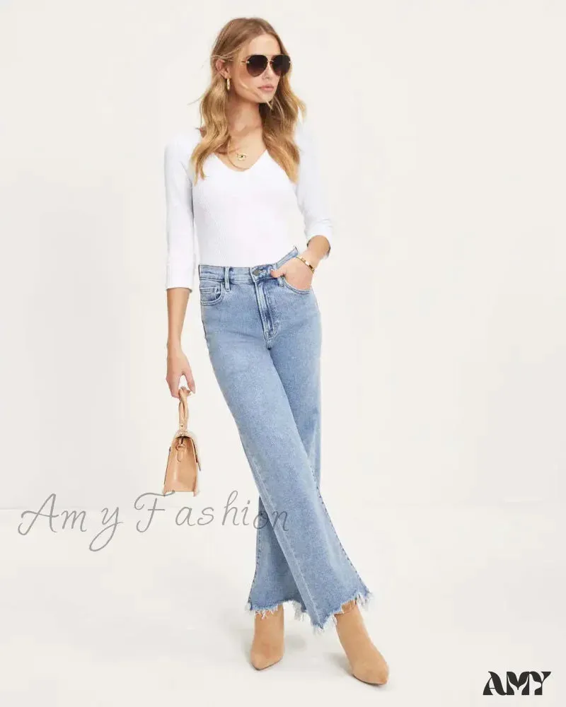 Amy Fashion - Vintage Fashion High Straight Korean Denim Jean