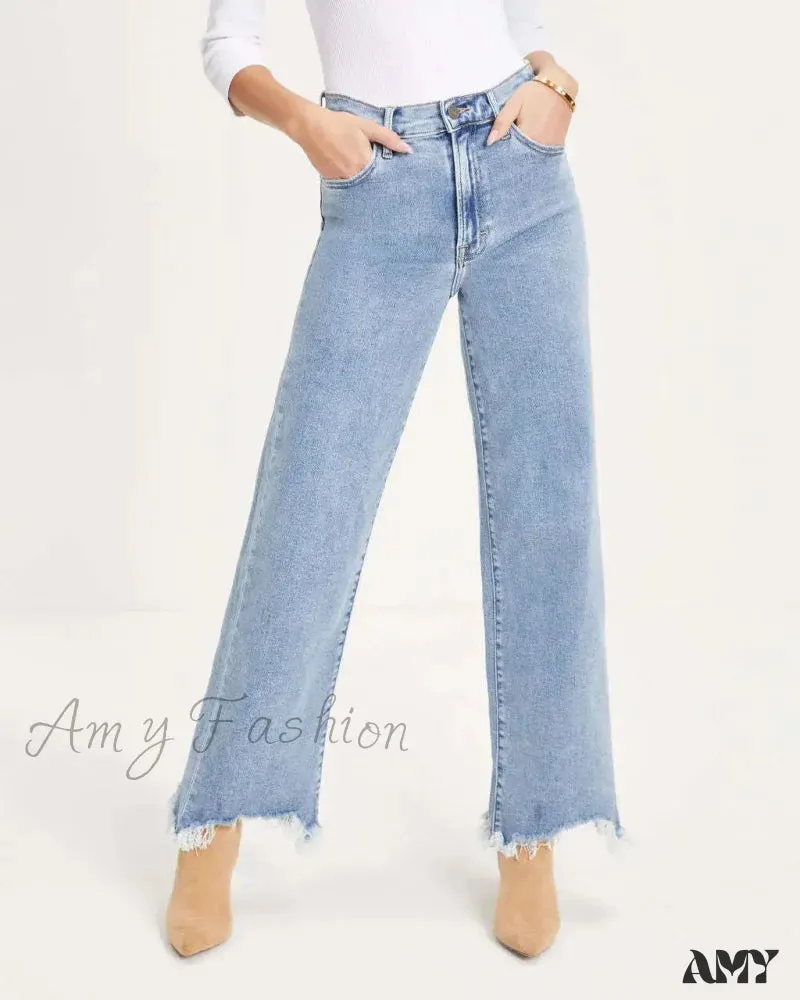 Amy Fashion - Vintage Fashion High Straight Korean Denim Jean
