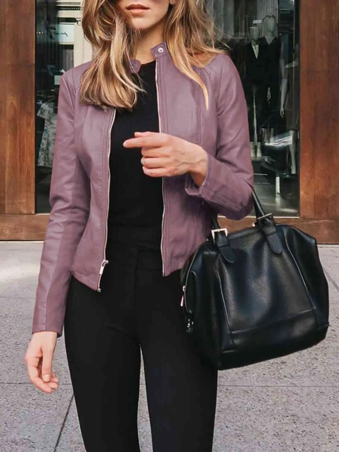 *APP EXCLUSIVE* Mock Neck Zip Up Jacket