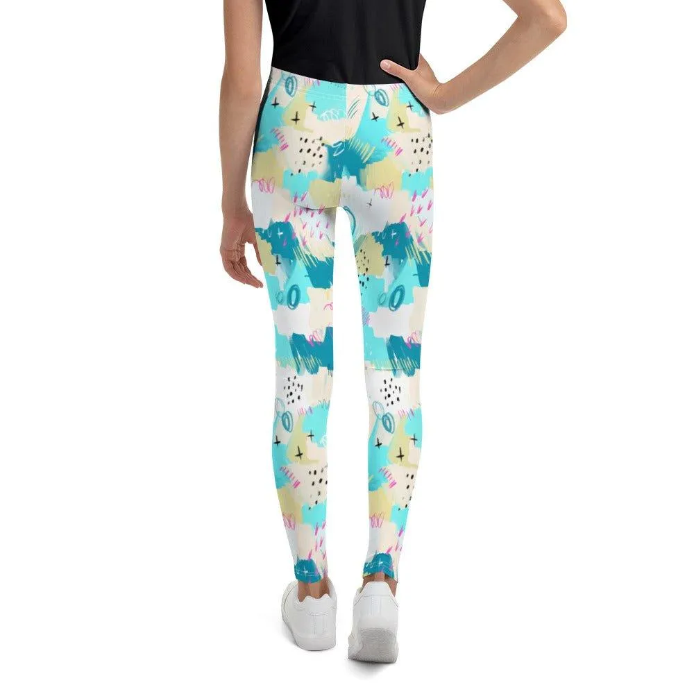 Aqua Abstract Youth Leggings