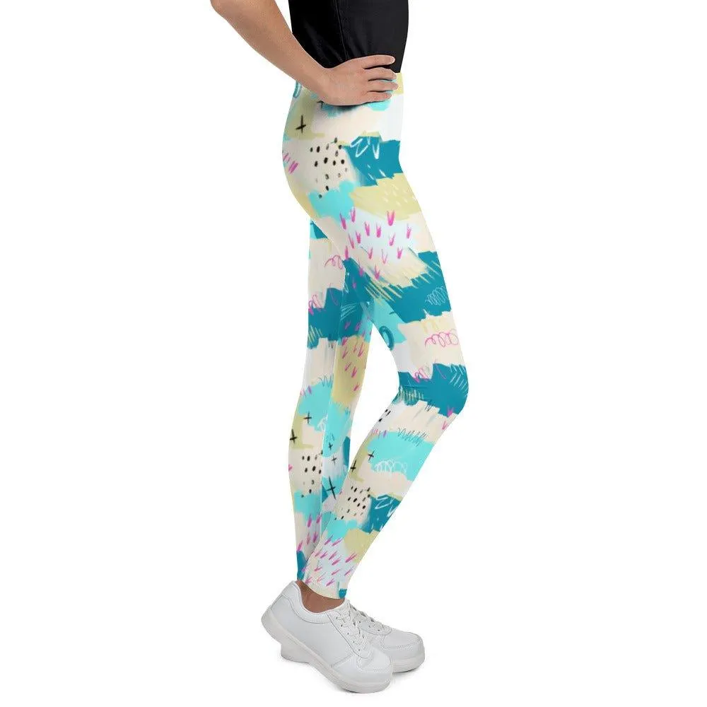 Aqua Abstract Youth Leggings