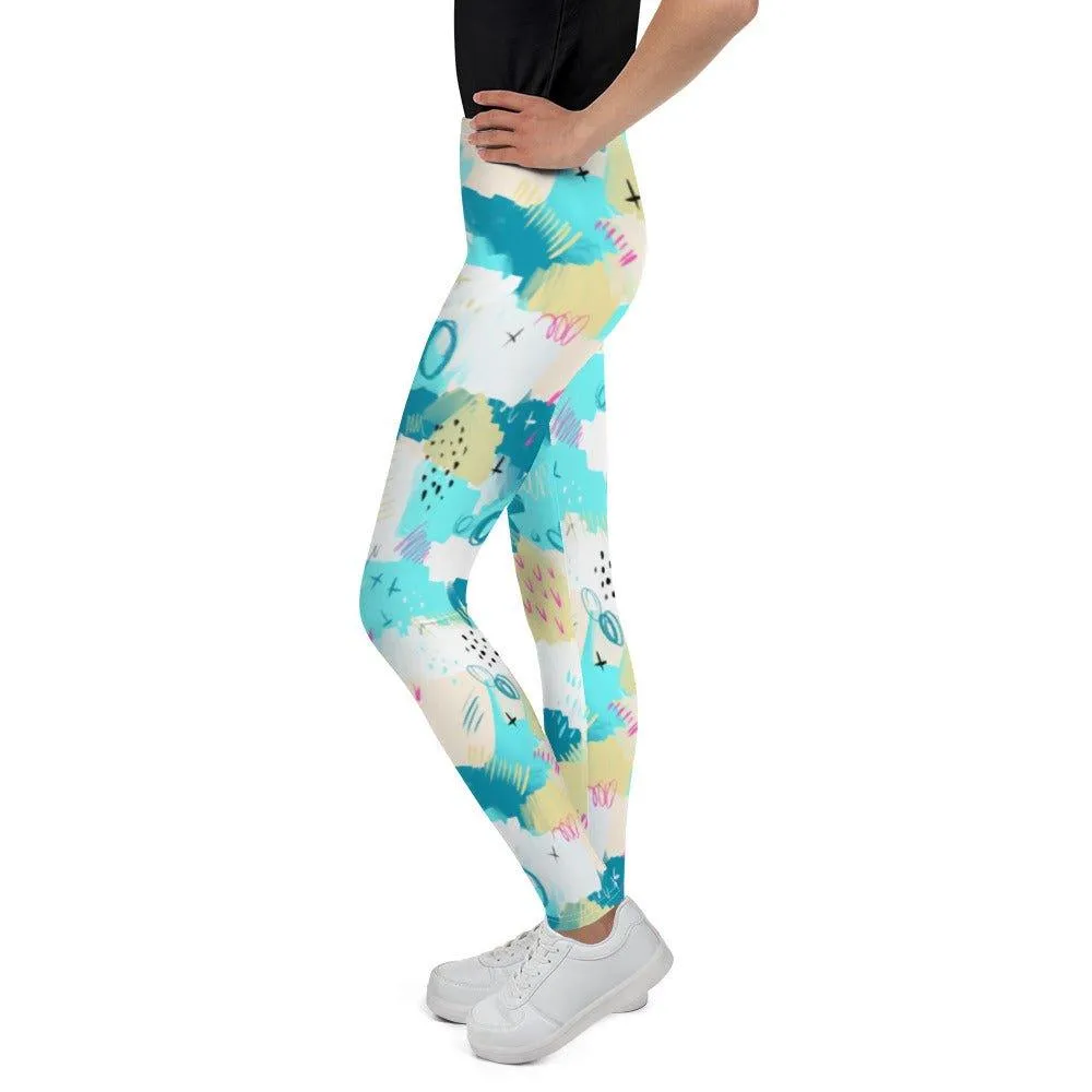 Aqua Abstract Youth Leggings