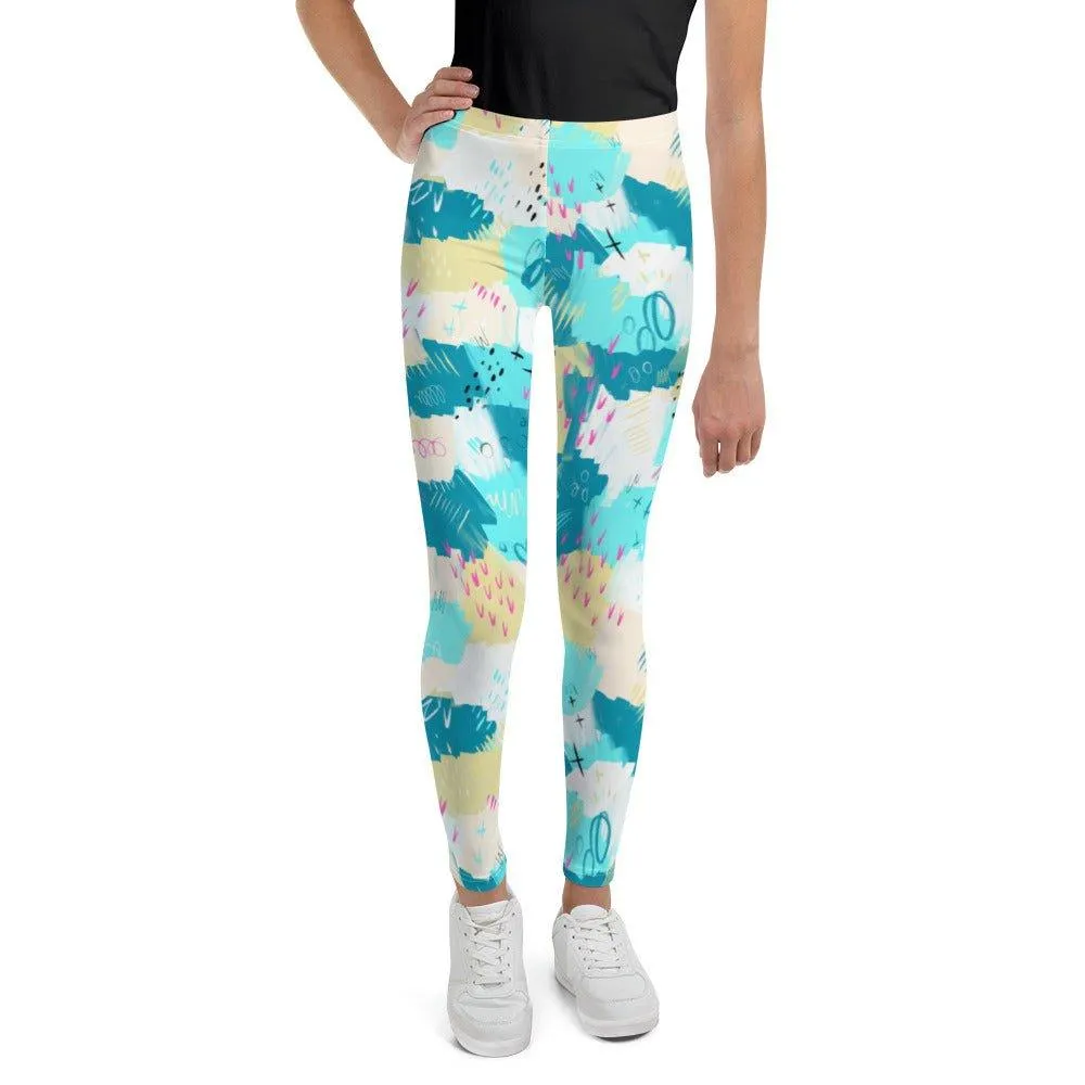 Aqua Abstract Youth Leggings