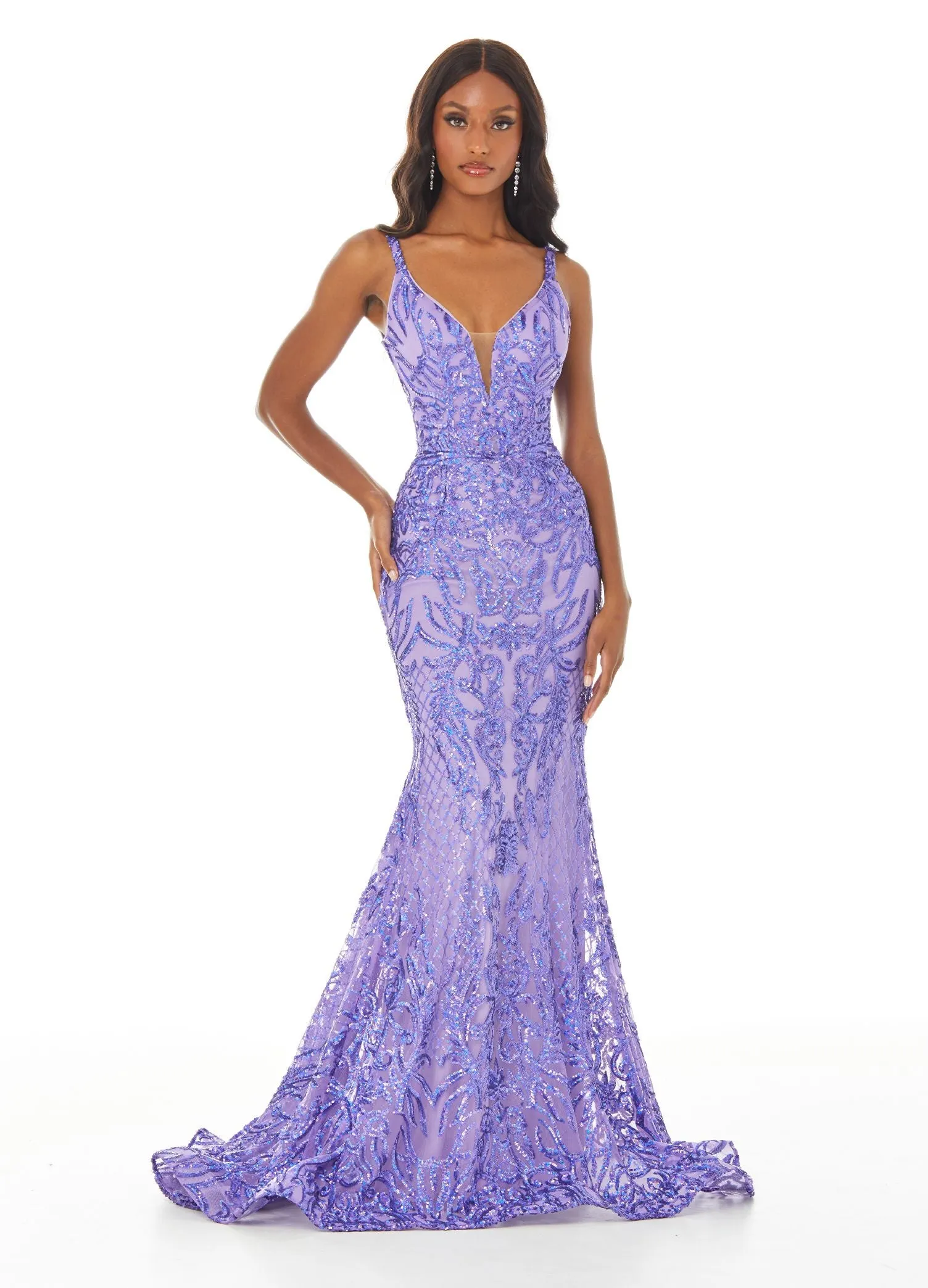 Ashley Lauren 11015 size 10 Rose Sequin Prom Dress Mermaid