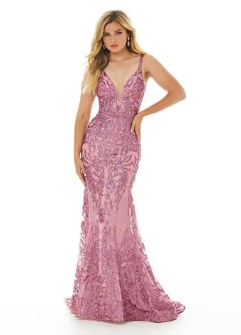 Ashley Lauren 11015 size 10 Rose Sequin Prom Dress Mermaid