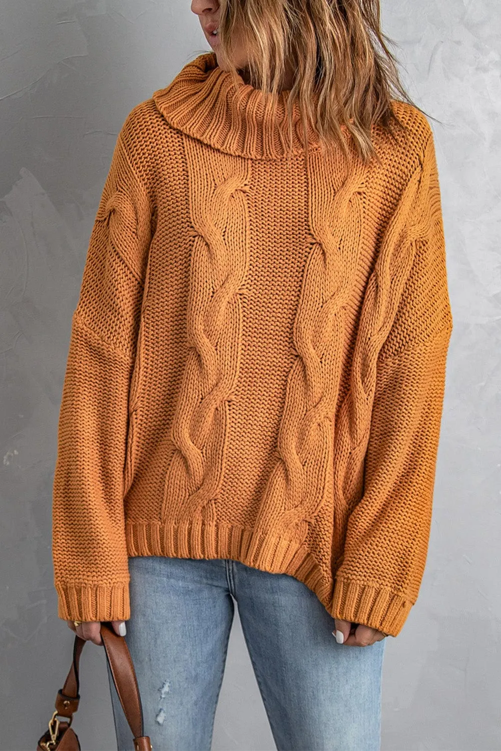 Autumn Cable Knit Turtleneck Pullover