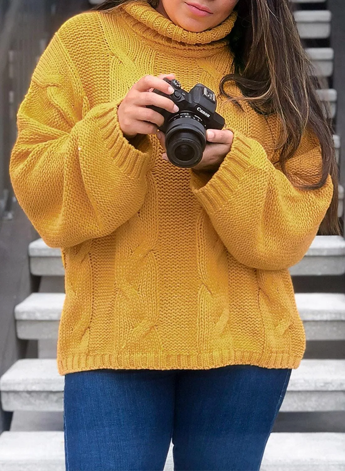 Autumn Cable Knit Turtleneck Pullover