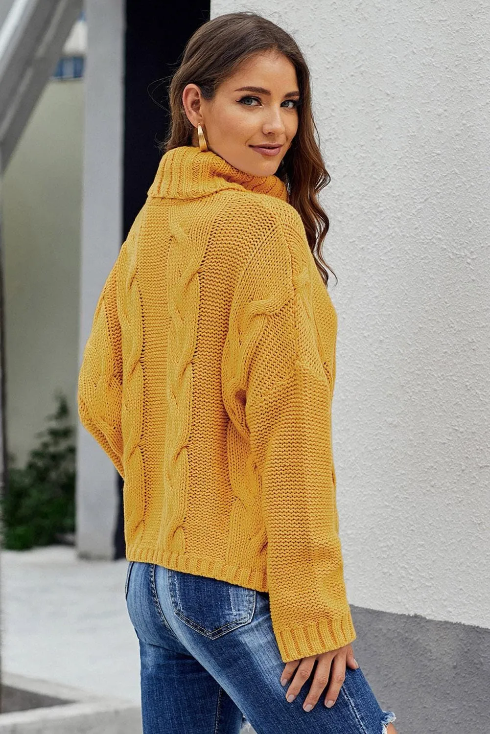 Autumn Cable Knit Turtleneck Pullover