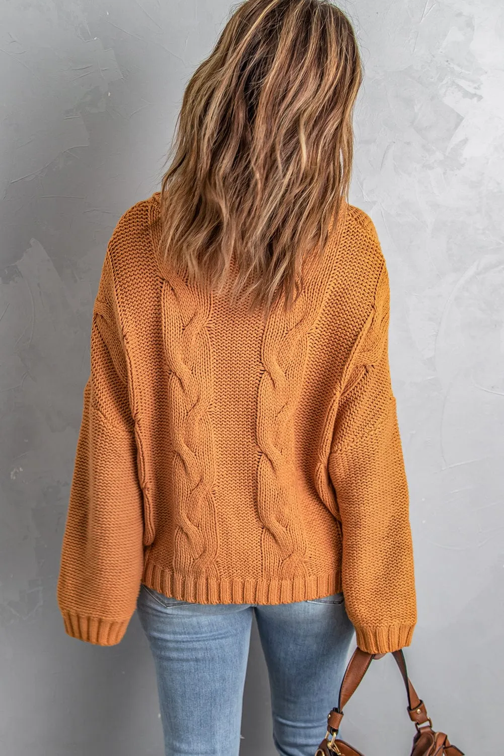 Autumn Cable Knit Turtleneck Pullover