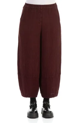 Back Pockets Dark Red Mélange Linen Trousers