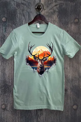 BC DTF SUNSET DEER - DUSTY BLUE