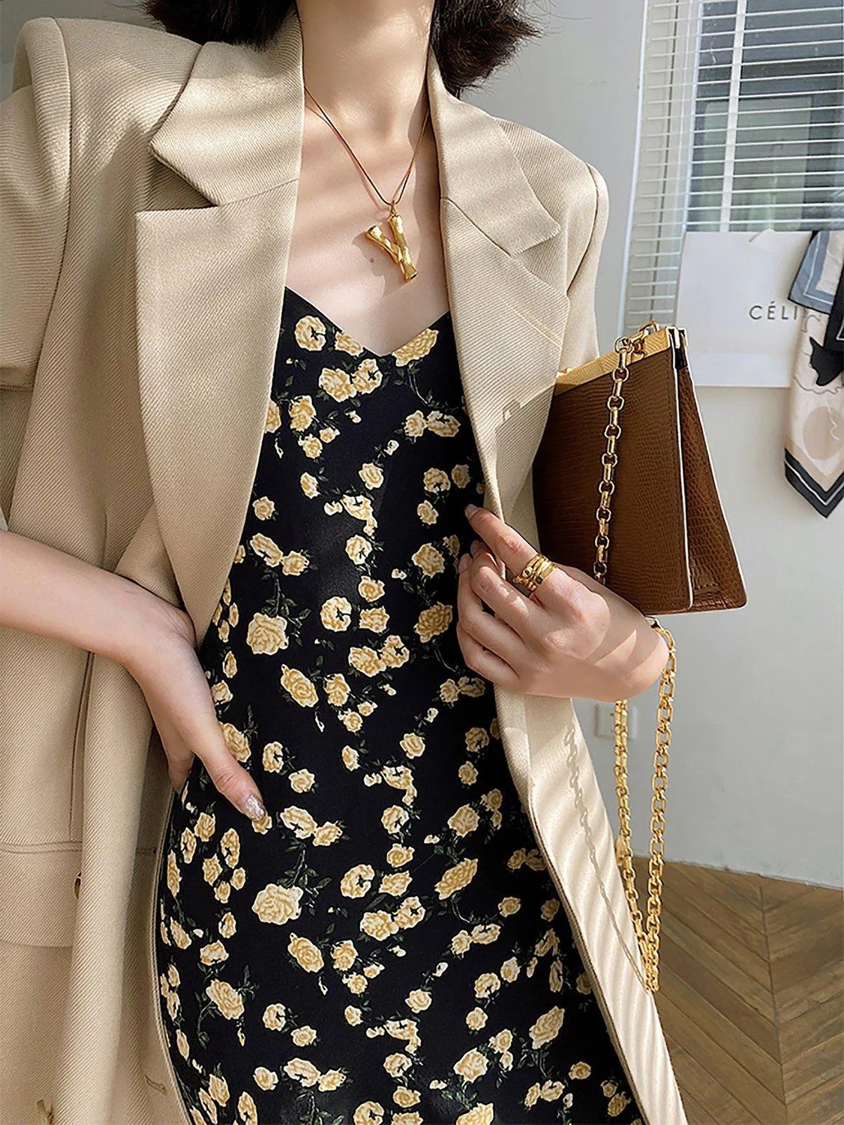 Beige Double Breasted Long Trench Coat