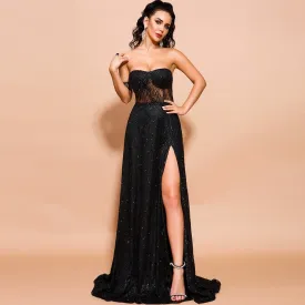 Black High Slit Gown