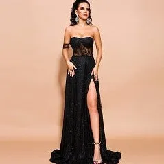 Black High Slit Gown