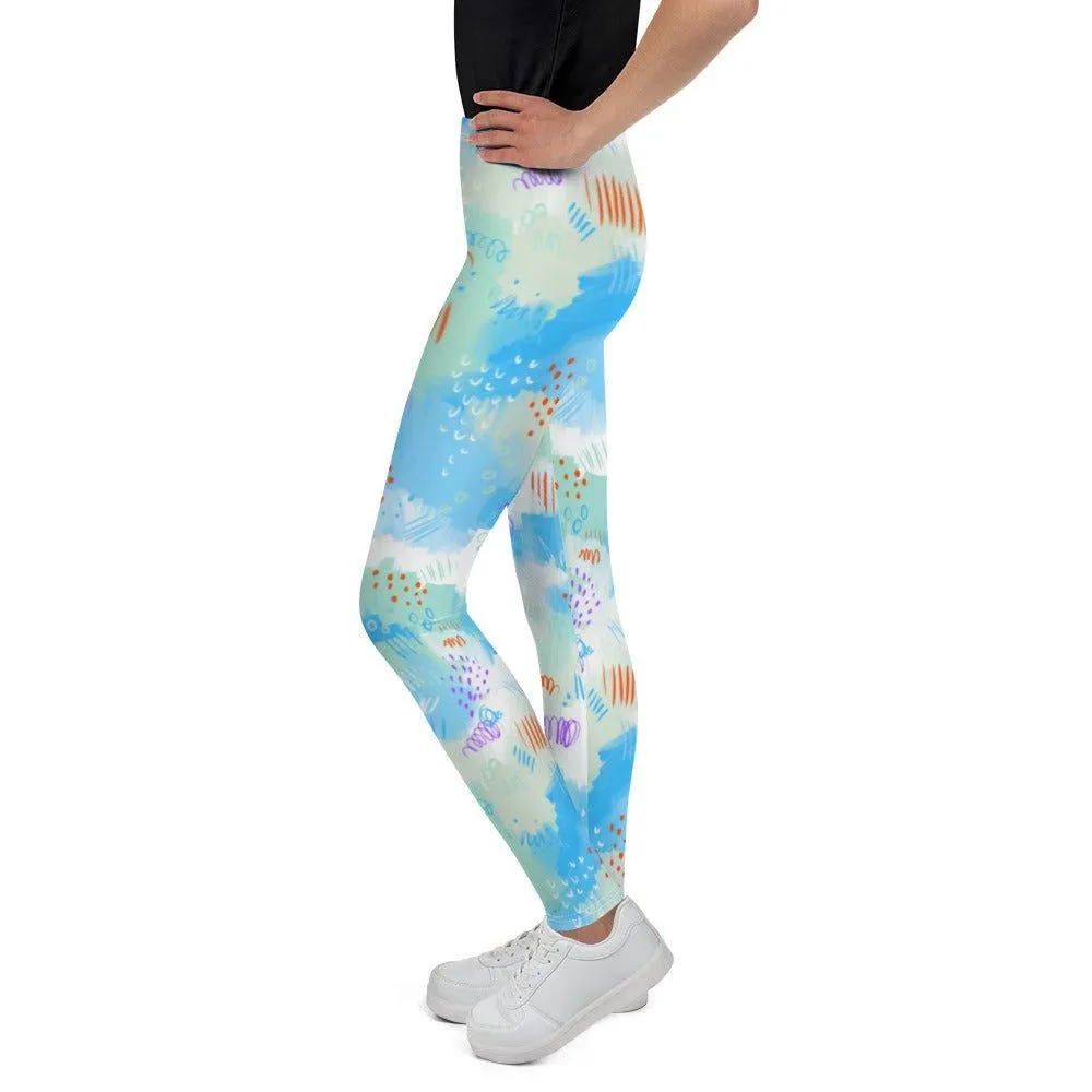 Blue Abstract Youth Leggings