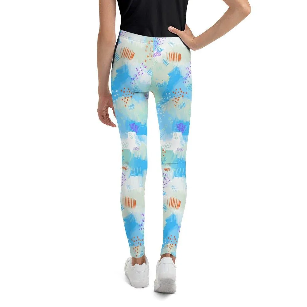Blue Abstract Youth Leggings