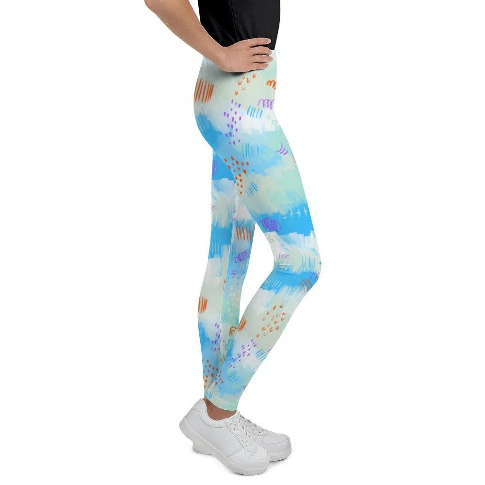 Blue Abstract Youth Leggings
