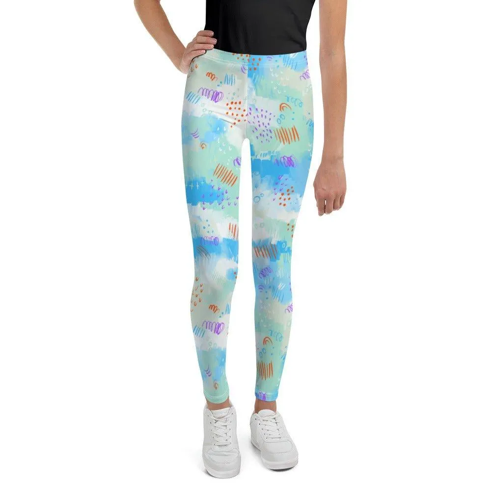Blue Abstract Youth Leggings