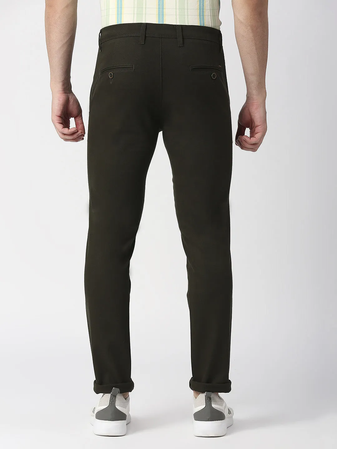 Bottle Green Slim Tapered Cotton Trouser