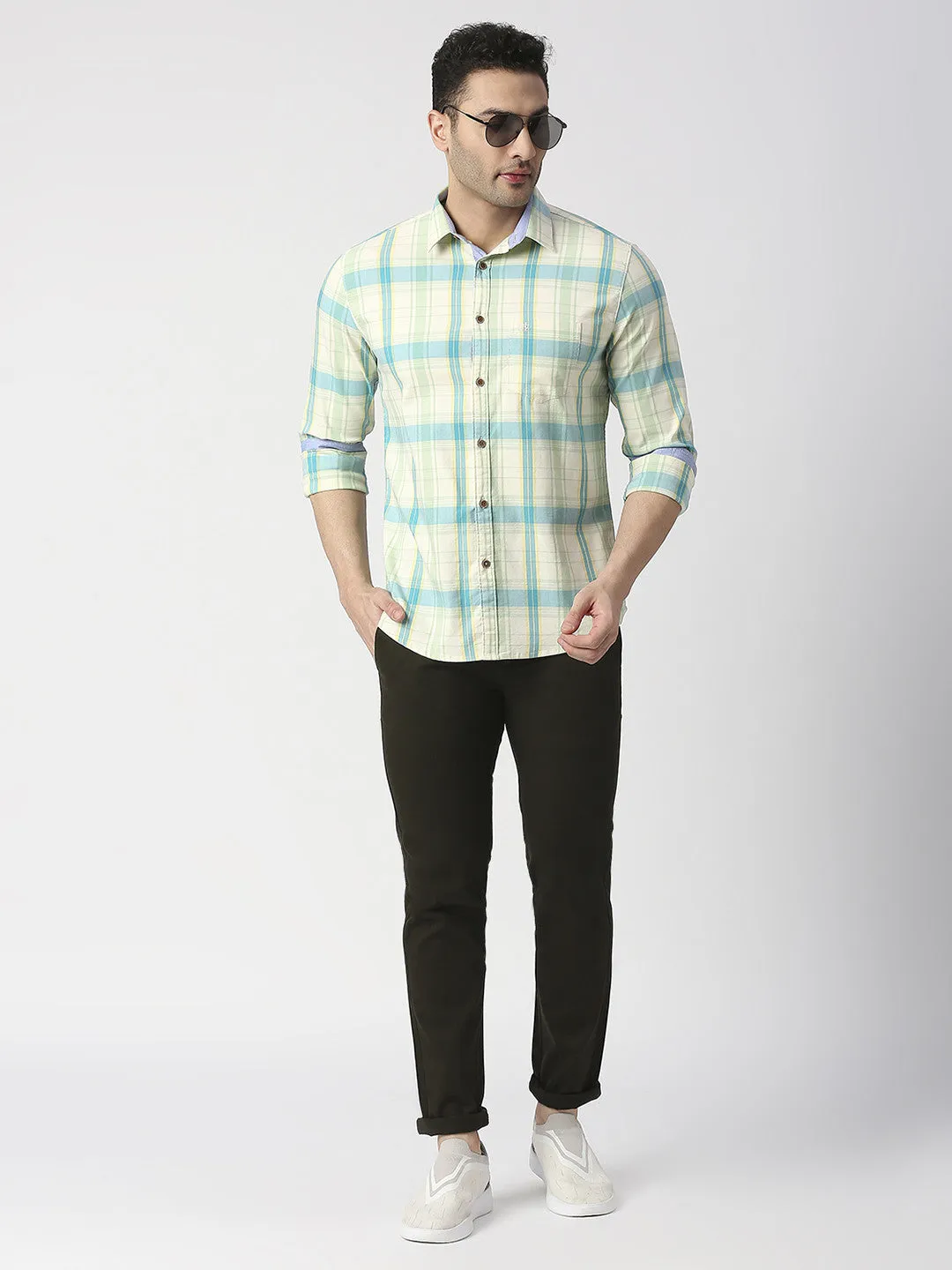Bottle Green Slim Tapered Cotton Trouser