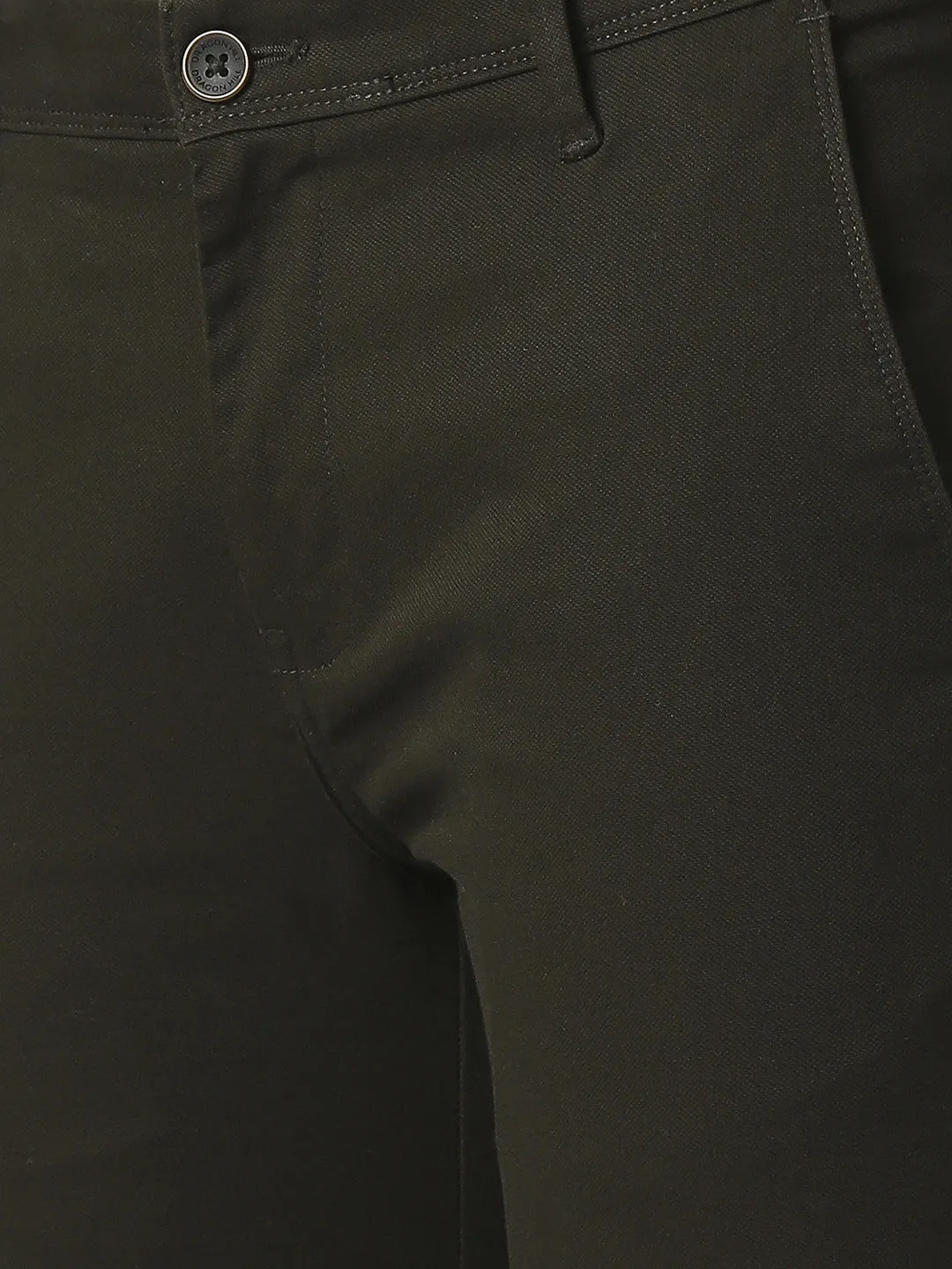 Bottle Green Slim Tapered Cotton Trouser