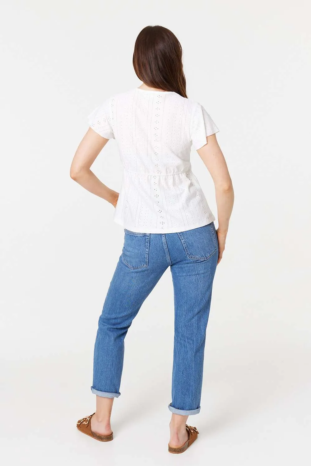 Broderie Anglaise Lace Trim Blouse
