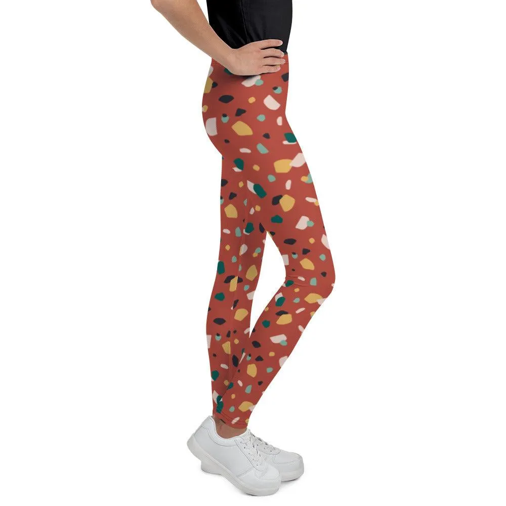 Brown Tropical Pattern Youth Leggings