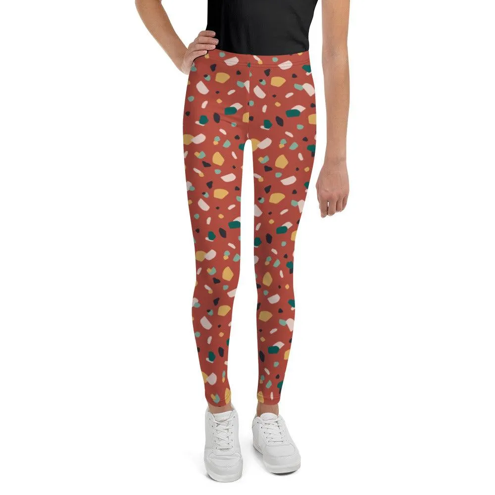 Brown Tropical Pattern Youth Leggings