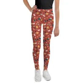 Brown Tropical Pattern Youth Leggings