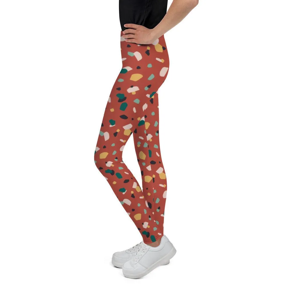 Brown Tropical Pattern Youth Leggings