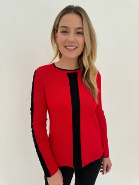 Cable Crewneck Sweater - Red