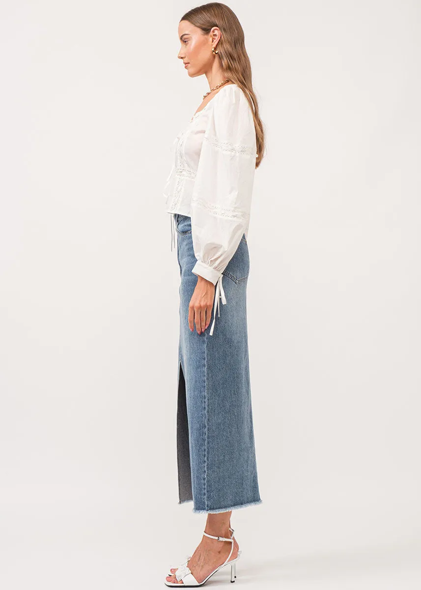 Casella Lace Trim Top - Off-White