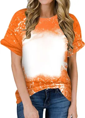 Ceboyel Womens Sublimation T Shirts Multiple Sizes Bleached Tees Tops Short Sleeve Vintage Tshirts Funny Cute DIY Clothes