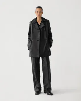 Charlotte Trench in Leather, Black