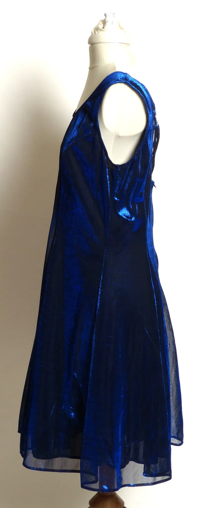 Circa 1980s SharAidNites Blue Velvet Rhinestone Dress