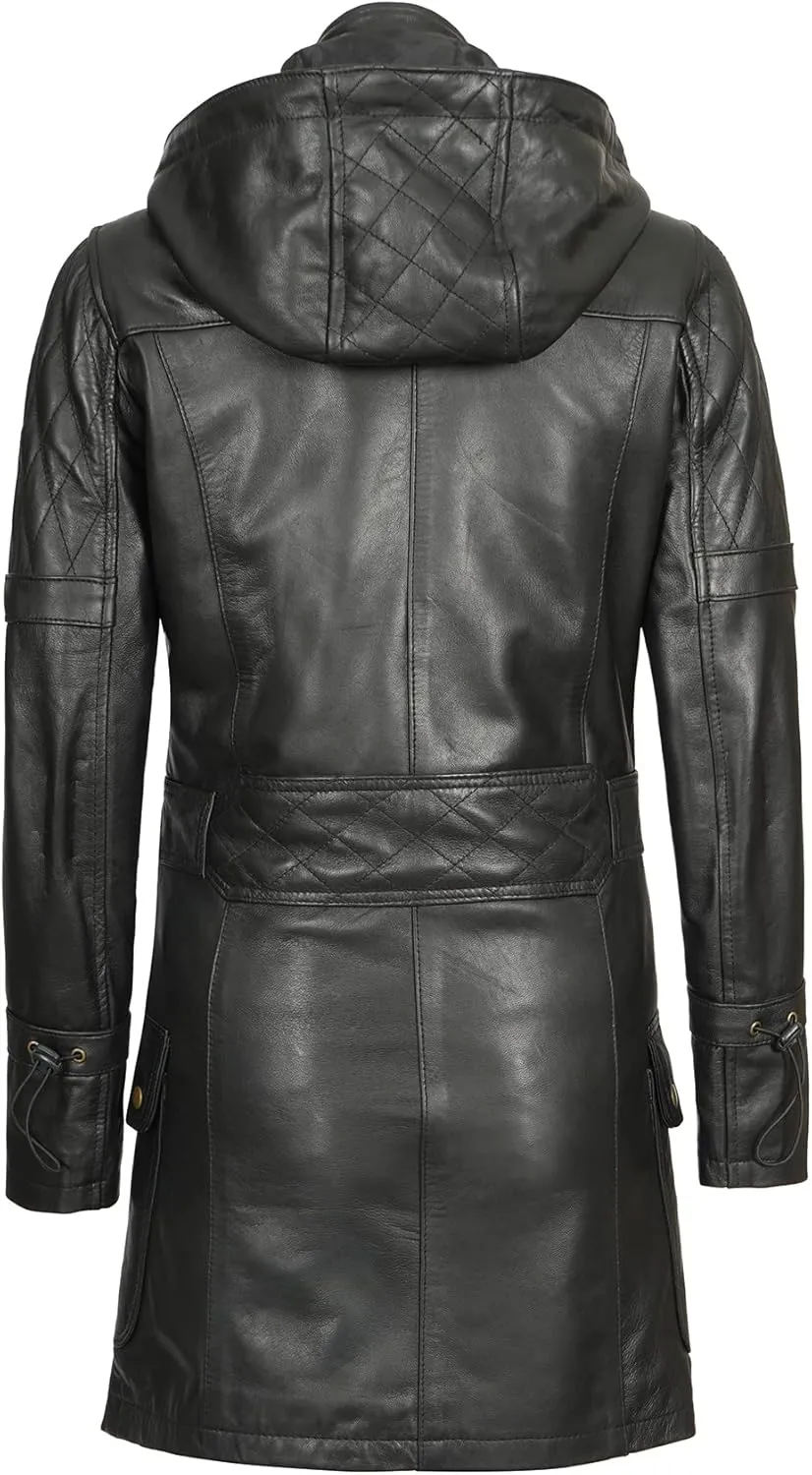 Decrum Leather Coat Women - Real Lambskin Stylish Leather Coat for Women