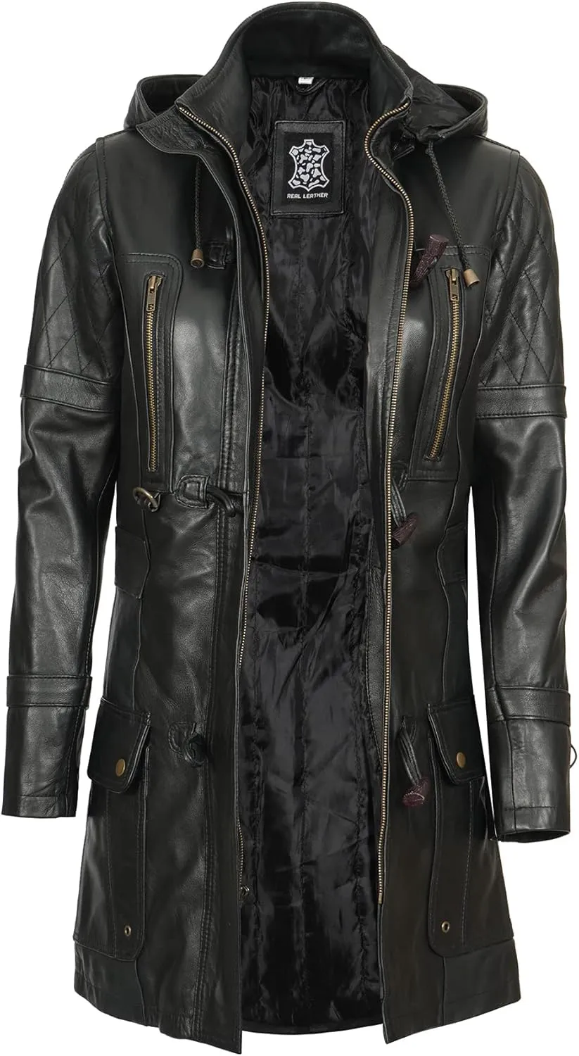 Decrum Leather Coat Women - Real Lambskin Stylish Leather Coat for Women