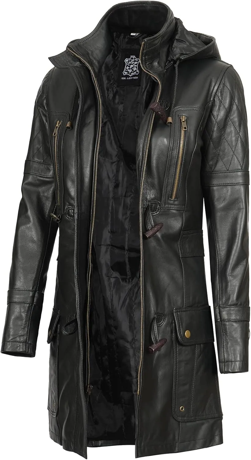 Decrum Leather Coat Women - Real Lambskin Stylish Leather Coat for Women